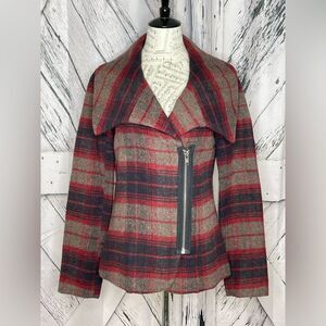 BB DAKOTA Wool Blend Plaid Zip Up Jacket Size M